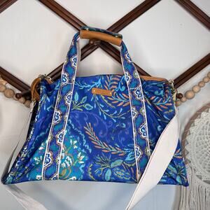 Dena Blue Floral Pattern Weekender Bag